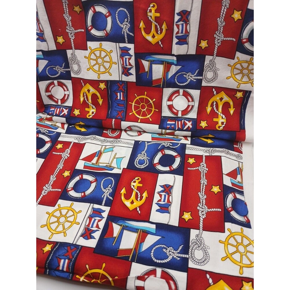 Nautical Fabric Vintage Sailing Material 42 Inches by 35 Inches Boat Ropes Craft - Picture 2 of 3